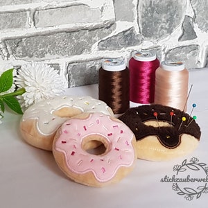 Donut, pin cushion, toy for the children's kitchen, embroidery file, embroidery motif, in 3 sizes 10x10/ 12x12/ 13x13