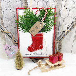 Fichier de broderie ITH, carte Père Noël set/ Fichier de broderie ITH en 13x18 (plus bottes en 10x10)
