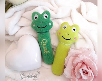 ITH embroidery file, rattle frog stick rattle, ITH embroidery file, embroidery pattern / embroidery motif 13x18 / 2 versions