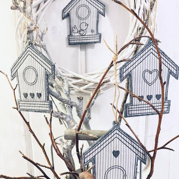 Pendant birdhouse bird house ITH embroidery file/ 10x10