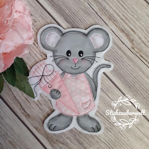 Mouse girl sugar cone embroidery file, doodle/application/embroidery pattern/embroidery motif in 5 sizes 10x13/ 13x18/ 15x24/ 18x28/ 20x28