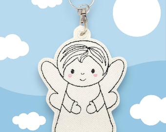 ITH embroidery file, guardian angel 2, lucky charm, pendant, key chain, ITH, embroidery file, embroidery motif, 10x10