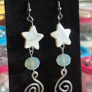 Star Spiral Dangle Earrings - handmade