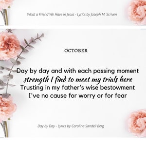 Monatliche Hymn Lyric Cards, God of Comfort - 12er Set