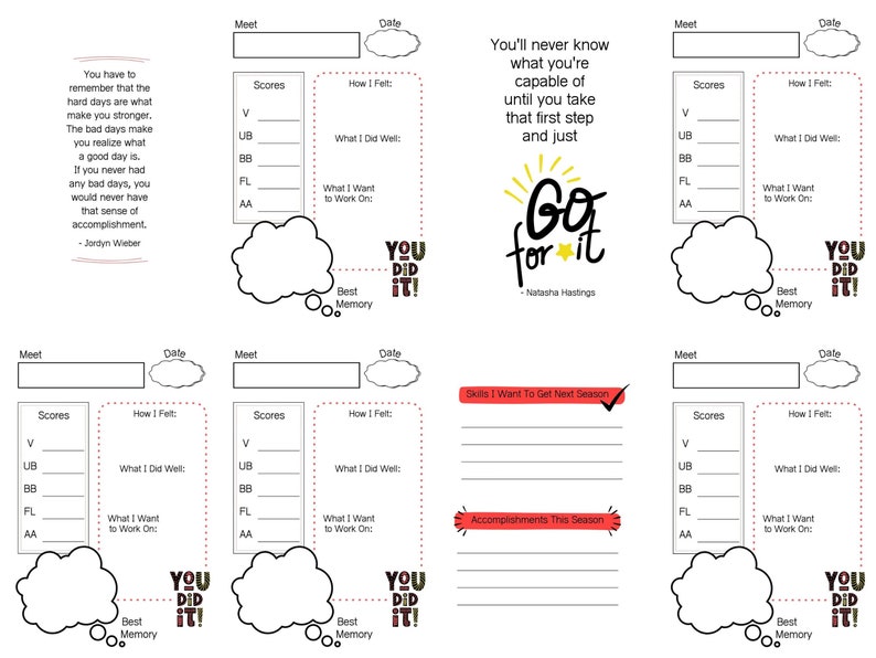 Gymnastics Meet Tracker, Printable Gymnastics Journal, Gymnast Gift - Etsy
