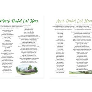 March bucket list ideas. April bucket list ideas.