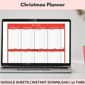 Google Sheets Christmas planner to organize gift lists, advent activities, menus, baking, reading list.