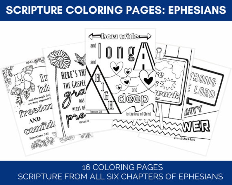 Printable coloring pages for Ephesians Bible verses.