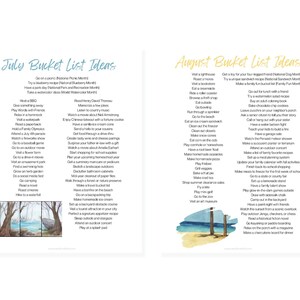 July bucket list ideas. August bucket list ideas.