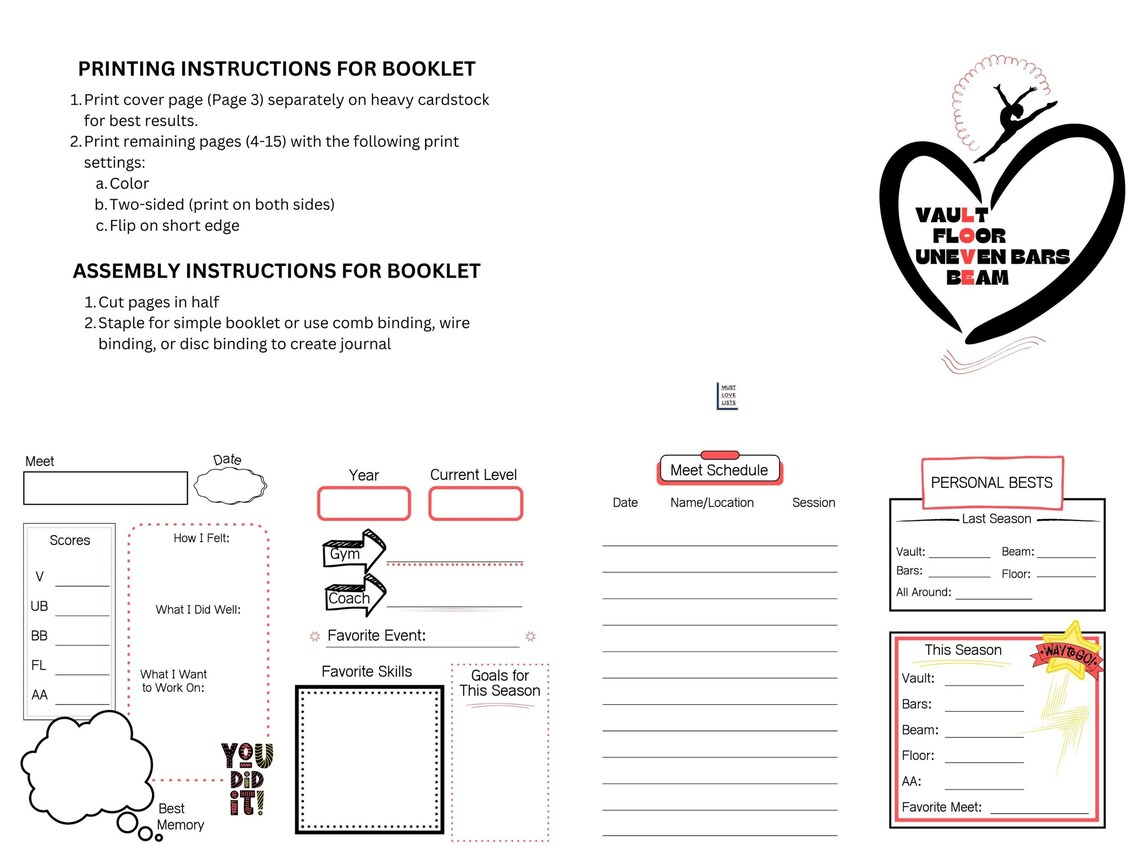 Gymnastics Meet Tracker, Printable Gymnastics Journal, Gymnast Gift - Etsy