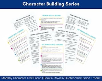 Character Building Lesson Series, Monthly Character Trait Focus, Homeschool Character Lesson Plan