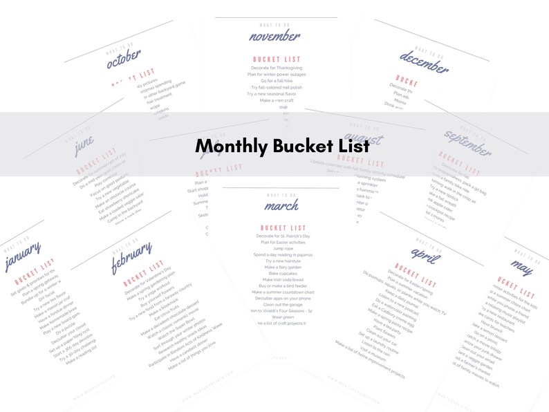 Monthly Planning Lists, Monthly Bucket Lists, Monthly Fun Holidays image 3