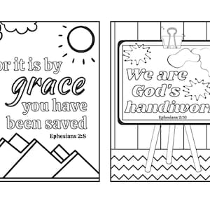 Printable coloring pages for Ephesians Bible verses for it is by grace you have been saved and we are God's handiwork.