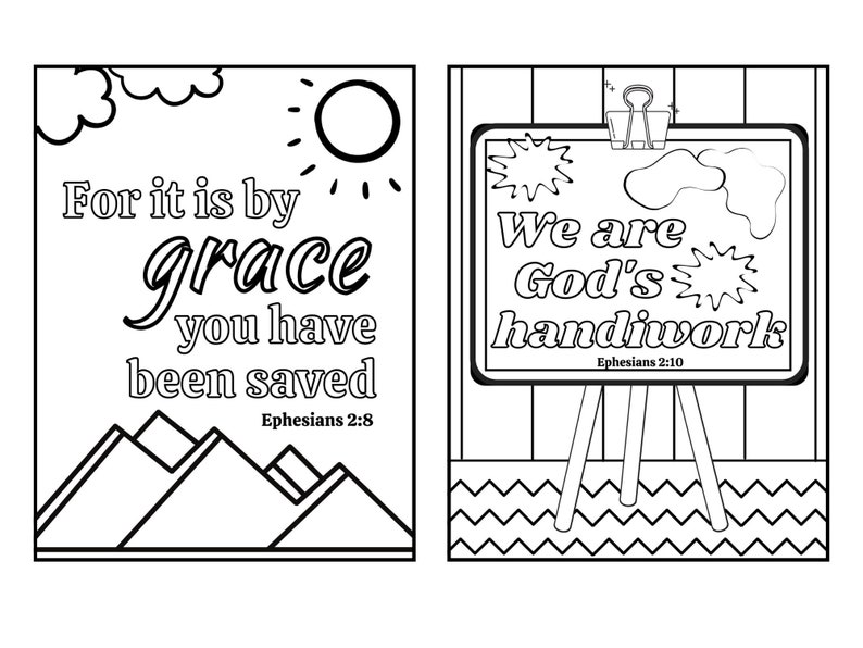 Printable coloring pages for Ephesians Bible verses for it is by grace you have been saved and we are God's handiwork.