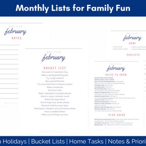 Monthly Planning Lists, Monthly Bucket Lists, Monthly Fun Holidays image 1