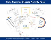 Summer Activity Pack: Kids Journal, Chore Charts, Goals (Digital Download)