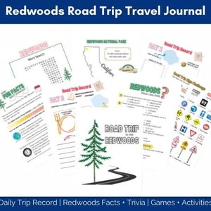 Journal de voyage Redwoods Road Trip pour enfants, activité du parc national pour enfants
