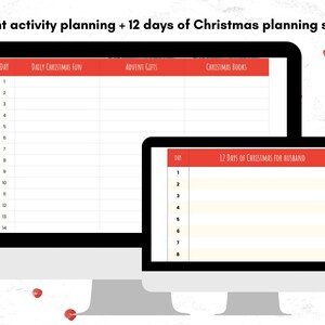 Google Sheets Christmas planner to organize gift lists, advent activities, menus, baking, reading list.