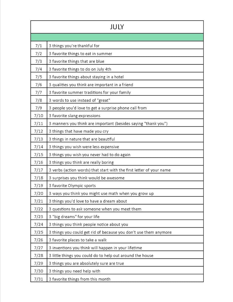 365 tägliche Journal Prompts für Kinder: Fragen schreiben (PDF Download) Bild 5