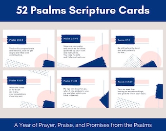 52 Psalms Scripture Cards: Weekly Bible Verses (Digital Download)