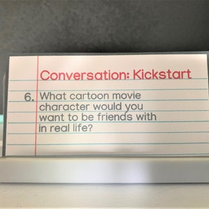 conversation card in business card display holder