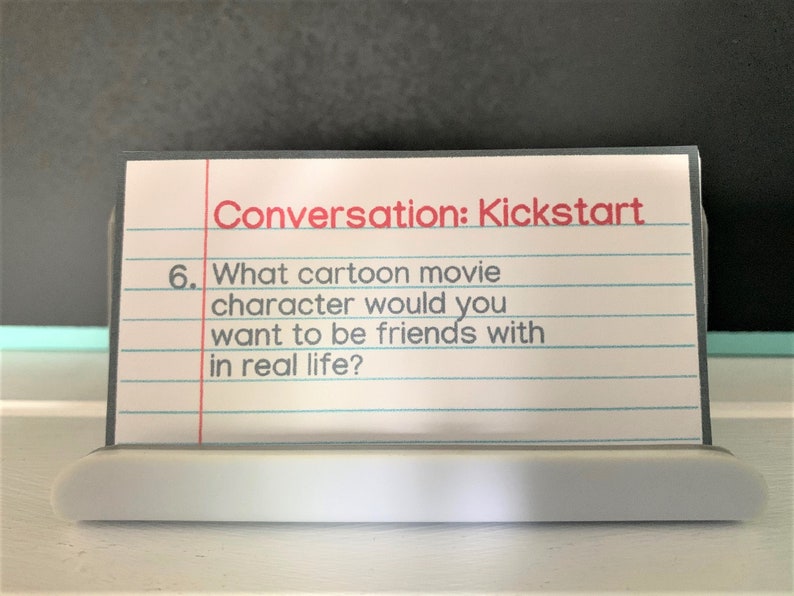 conversation card in business card display holder