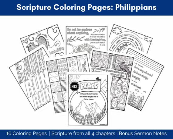 Scripture Coloring Pages, Philippians, Sermon Activities for Kids, Philippians Memorization, Sermon Notes
