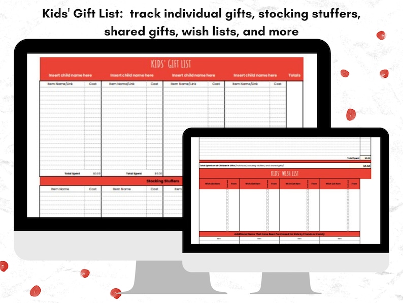 Christmas Planner for Google Sheets, Google Sheets Holiday Planner ...