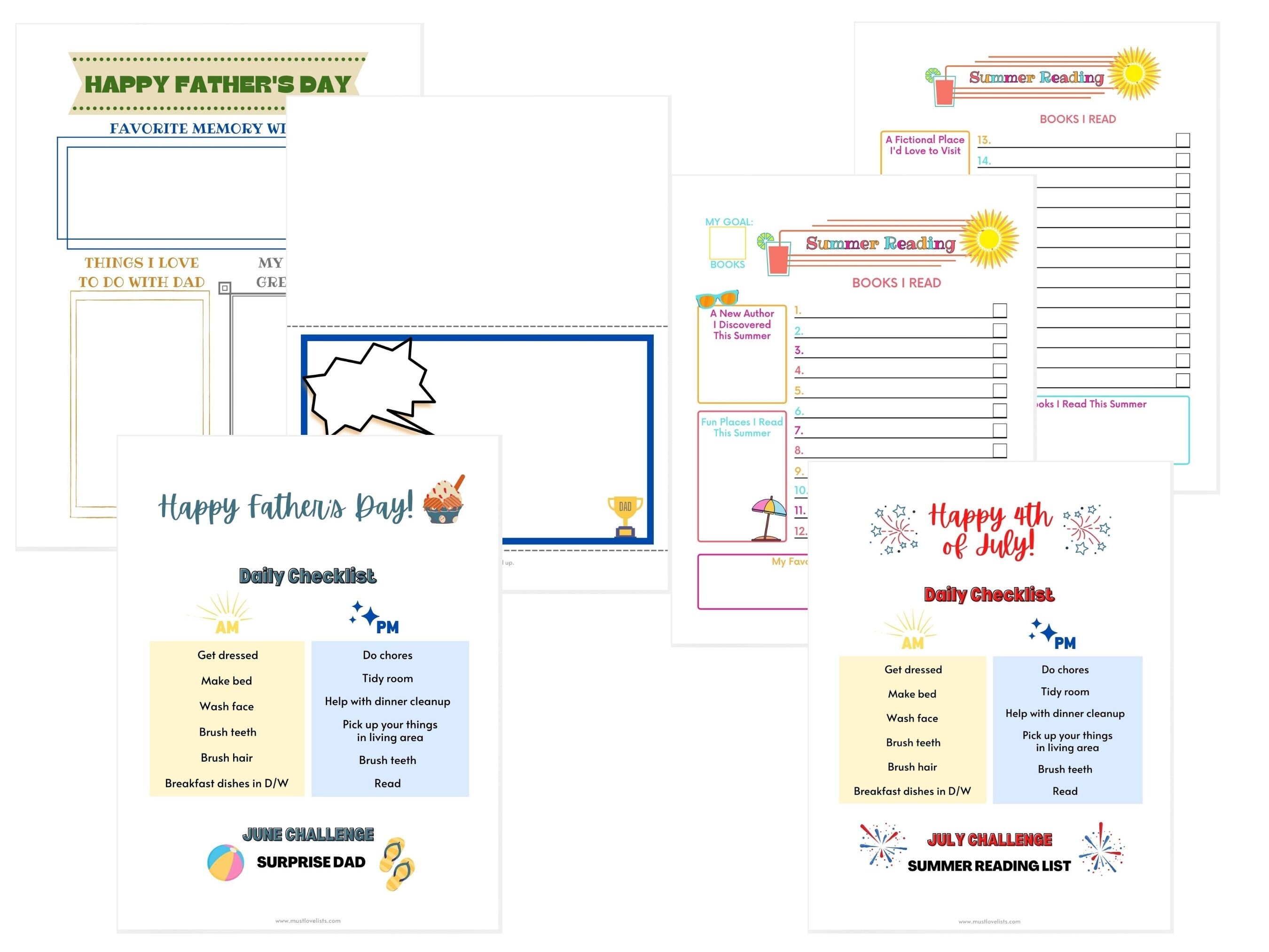 Monthly Printable Activities for Kids, Daily Checklist With Monthly ...