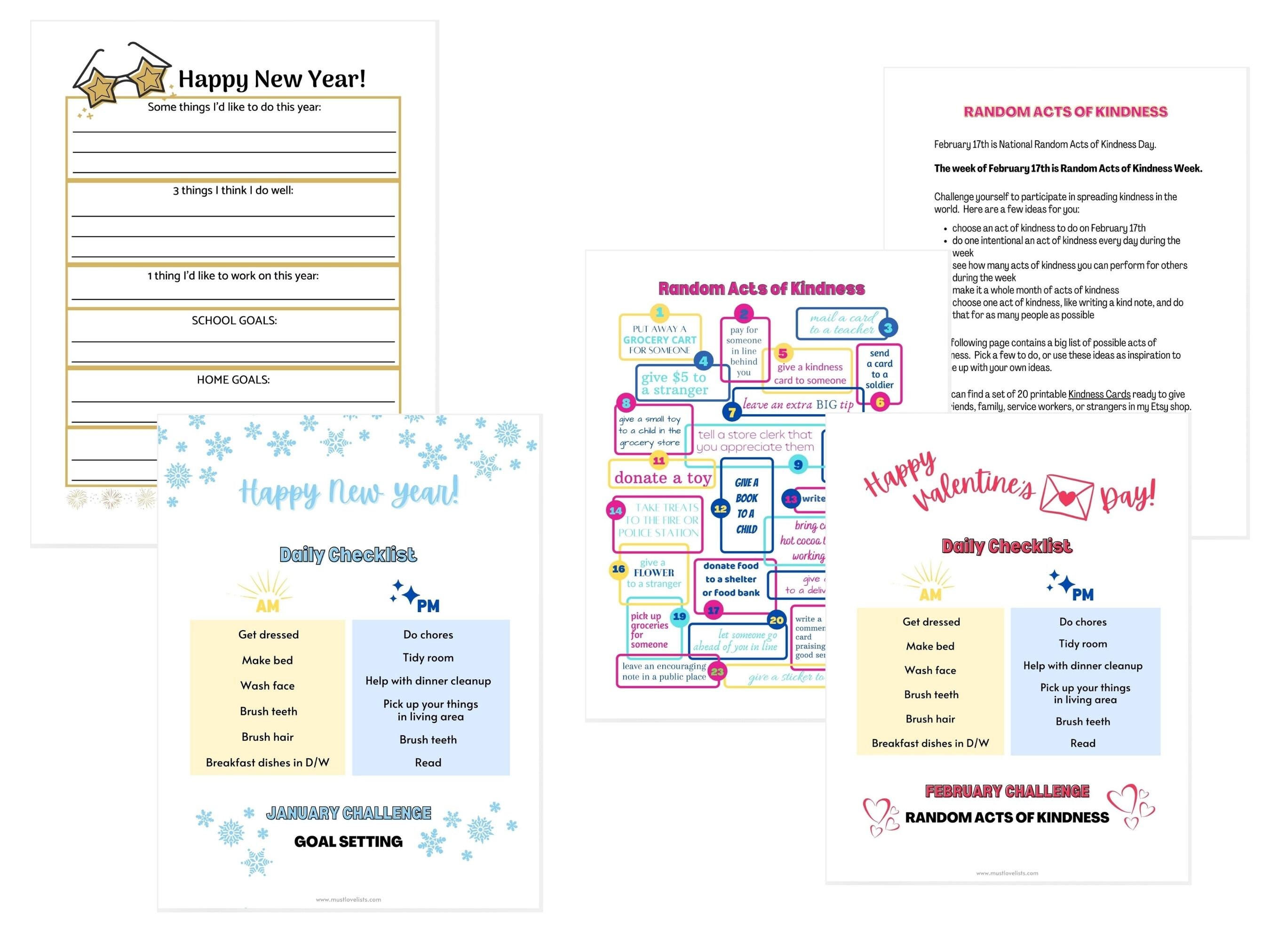 Monthly Printable Activities for Kids, Daily Checklist With Monthly ...