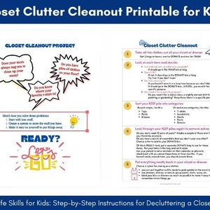 Closet Clutter Cleanout Printable for Kids, Life Skills for Kids, Kids Closet Cleaning List image 1