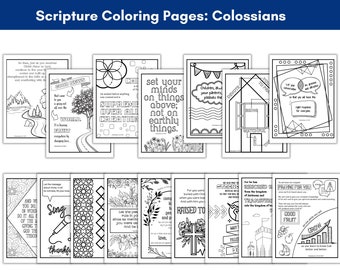 Scripture Coloring Pages, Colossians, Sunday School and Sermon Activities, Colossians Memorization, Sermon Notes