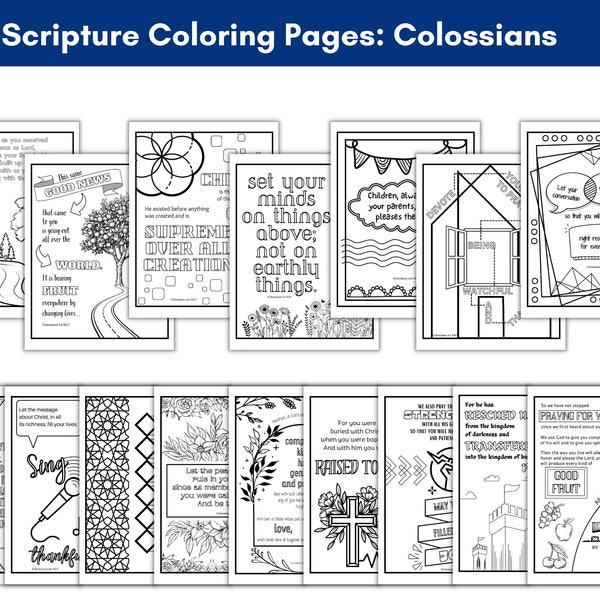 Scripture Coloring Pages, Colossians, Sunday School and Sermon Activities, Colossians Memorization, Sermon Notes