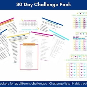 Pack défi de 30 jours, suivi des habitudes, défi santé de 30 jours, suivi des défis