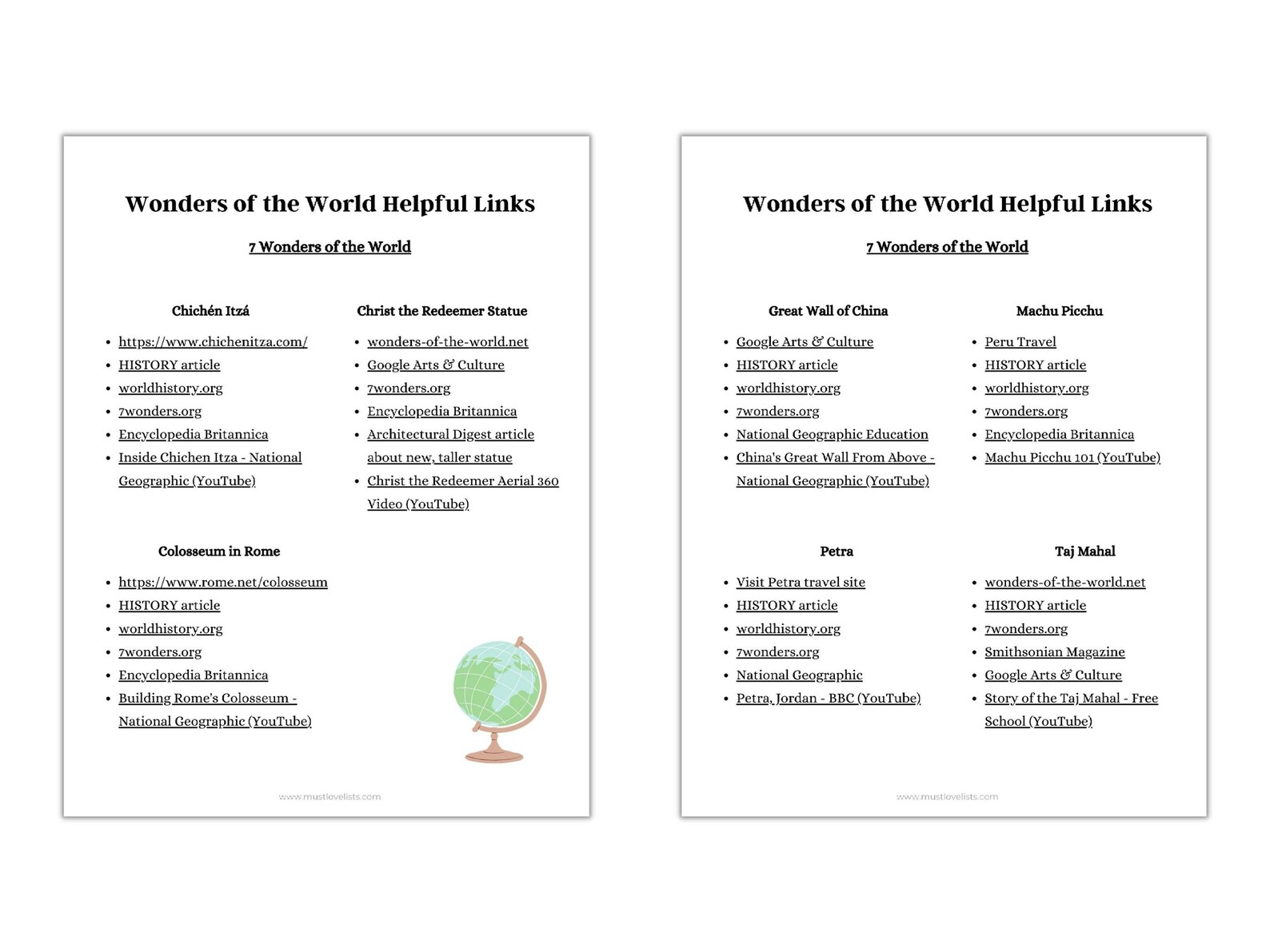 Wonders of the World Research Project: Homeschool Unit Study (PDF Files ...