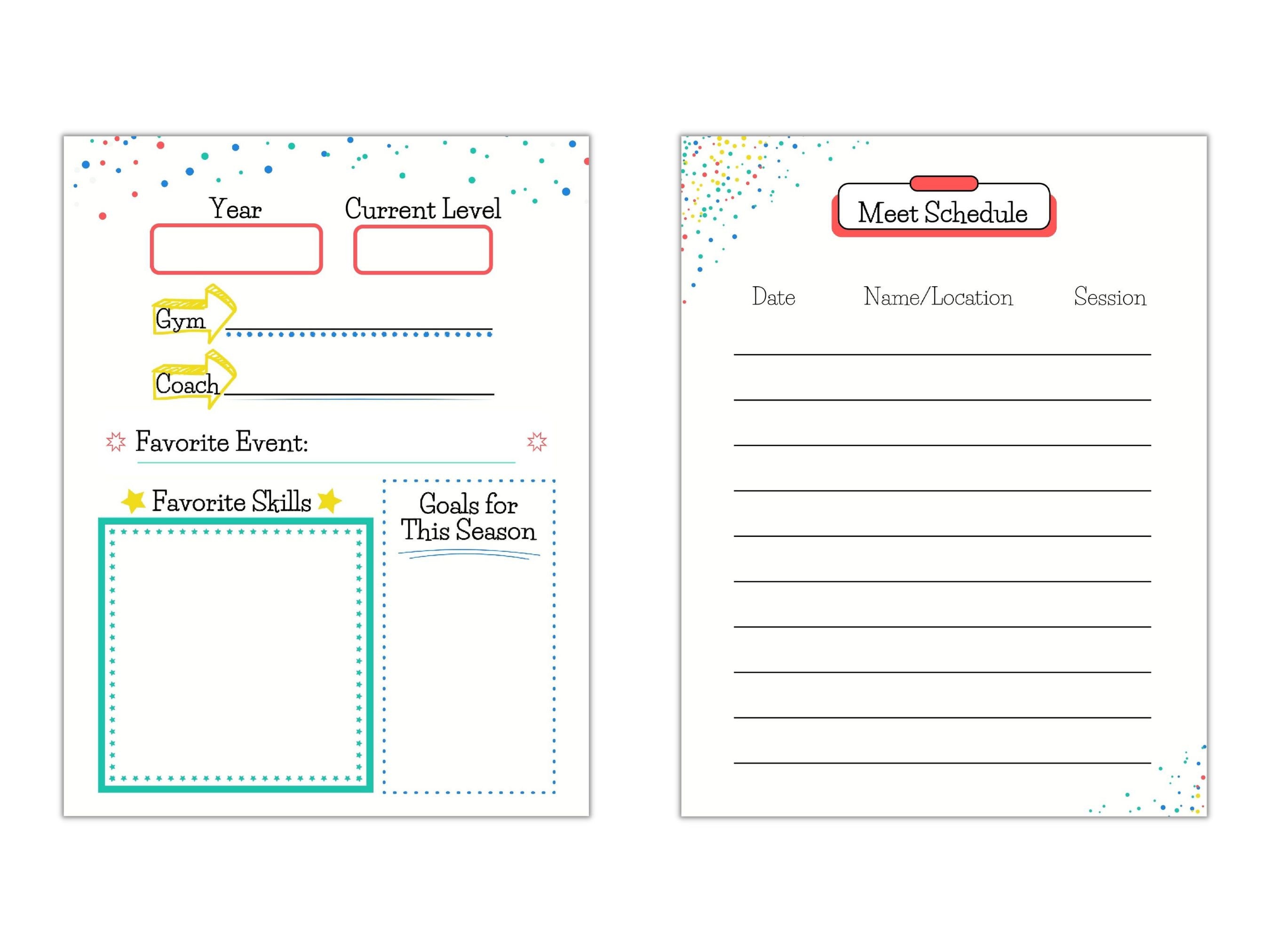 Gymnastics Meet Tracker, Printable Gymnastics Journal, Gymnast Gift - Etsy