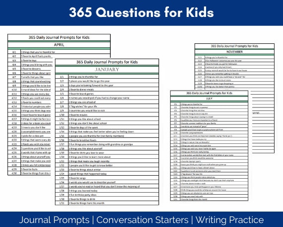 365 Daily Journal Prompts for Kids: Writing Questions (PDF Download)