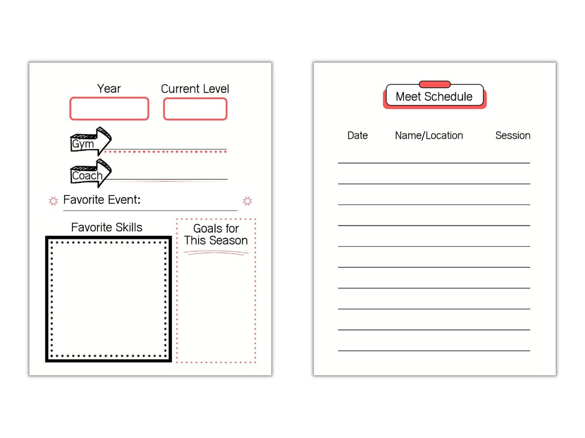 Gymnastics Meet Tracker, Printable Gymnastics Journal, Gymnast Gift - Etsy