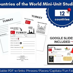 Country of the Month Printables, Countries of the World Mini-Unit Studies Google Slides