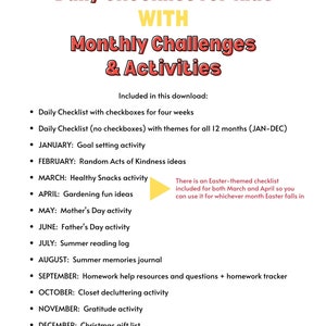 Monthly Kids Activity Printables: Themed Checklist Bundle (PDF) - Etsy