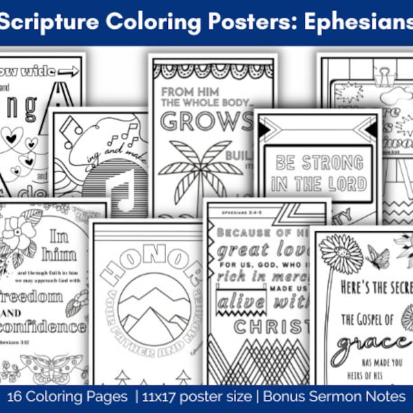 Ephesians Scripture Coloring Posters, Sunday School coloring poster