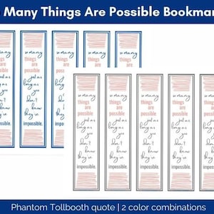 So Many Things Are Possible Bookmarks, Phantom Tollbooth Quote, Literature Bookmark