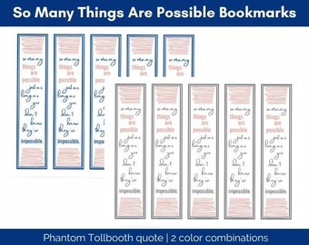 So Many Things Are Possible Bookmarks, Phantom Tollbooth Quote, Literature Bookmark