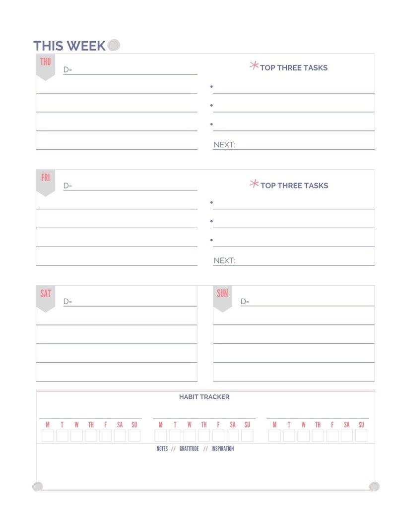 Weekly Planner Pages, Weekly Habit Tracker, Weekly Gratitude, Weekly Priorities image 4