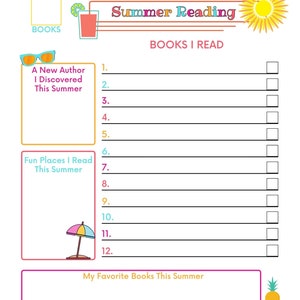 Kids' Summer Reading Log, Summer Reading Tracker image 2