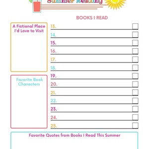Kids' Summer Reading Log, Summer Reading Tracker image 3