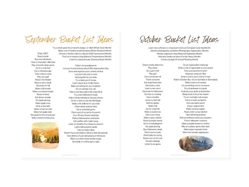September bucket list ideas. October bucket list ideas.