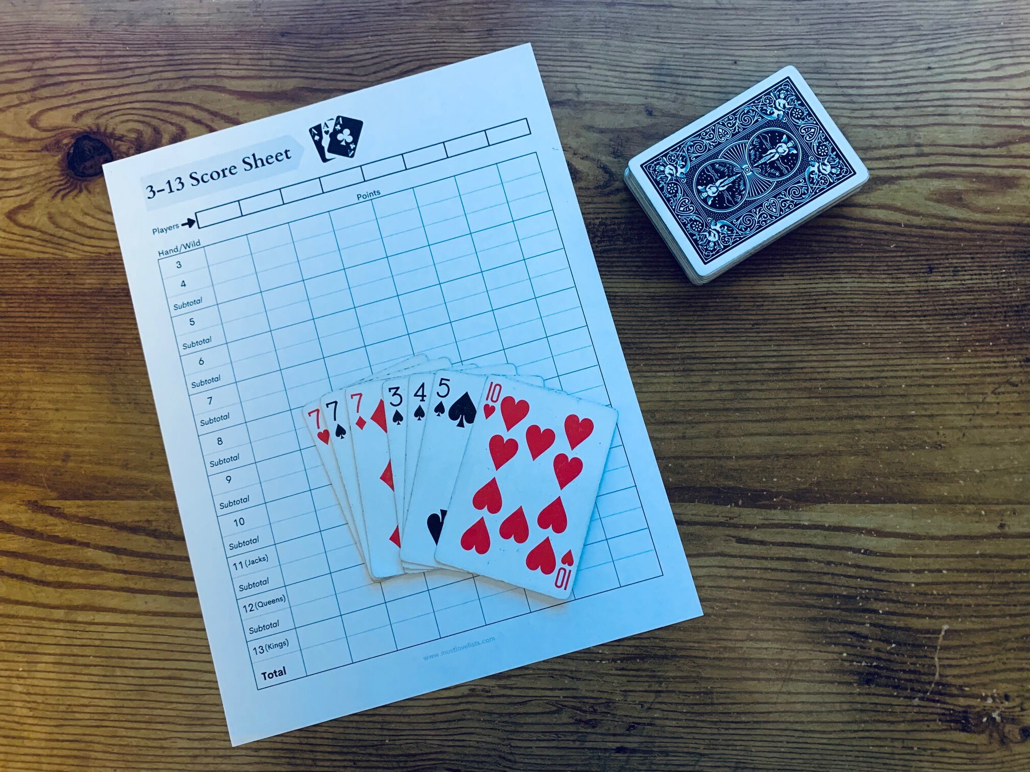Printable Three Thirteen Score Sheets 3 13 Card Game Score Cards Etsy