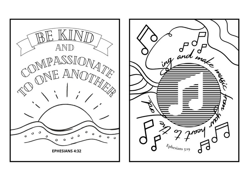 Printable coloring pages for Ephesians Bible verses. Printable coloring page for Ephesians 4:32 and Ephesians 5:19.