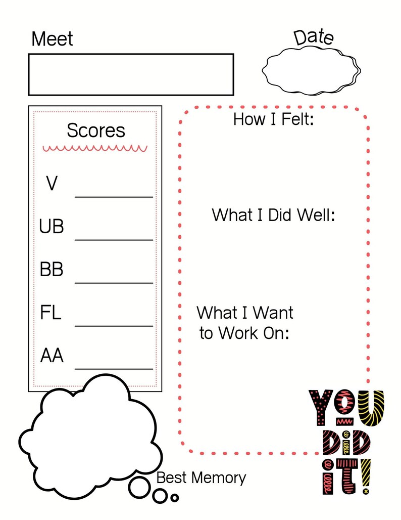 Gymnastics Meet Tracker, Printable Gymnastics Journal, Gymnast Gift - Etsy